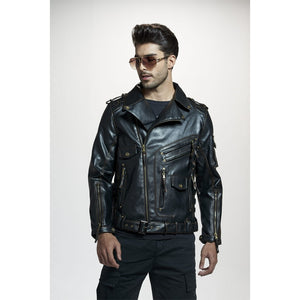 Leather Zipper Black Motorcycle Biker Jacket