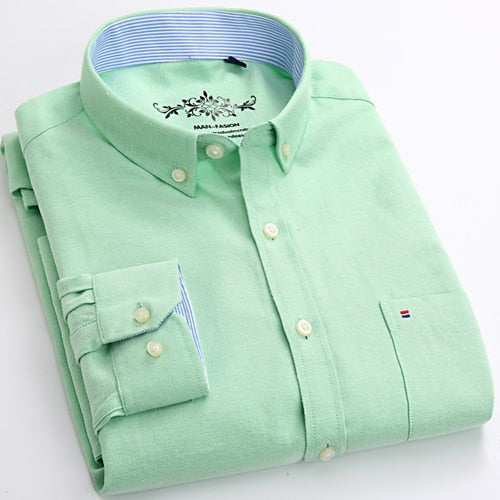 Fashion Solid Oxford Long Sleeve Shirt