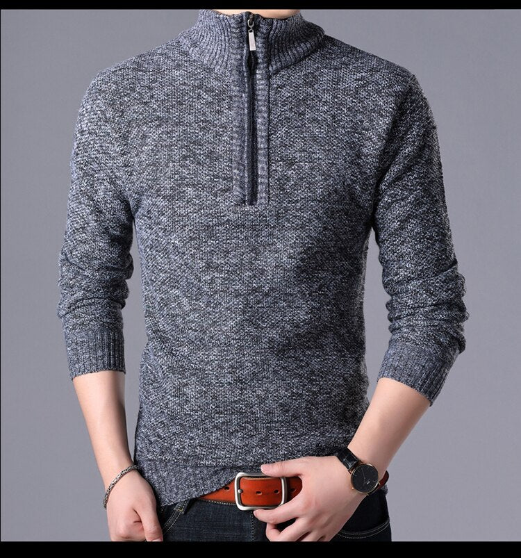 Casual Half Zipper Thick Knitted Sweater