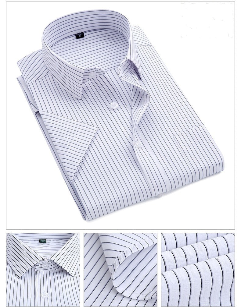 Summer Striped Short Sleeve Dress Shirt