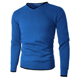 Fashion Solid Color Slim V-Neck Pullover