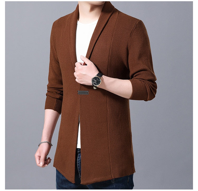 Casual Solid Color Long Single Button Cardigan