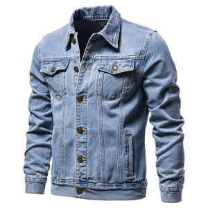 Cotton Denim Buttons Solid Color Jeans Jacket