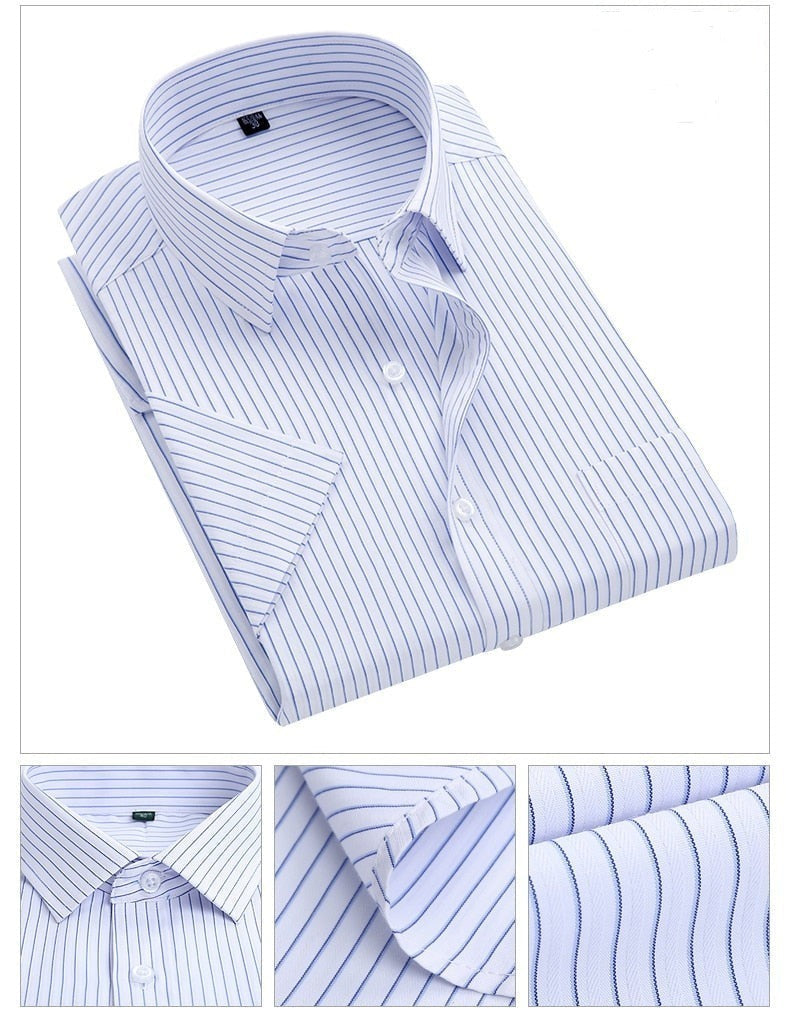 Summer Striped Short Sleeve Dress Shirt