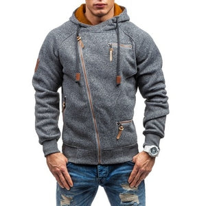 Casual Solid Zipper Long Sleeve Hoodie