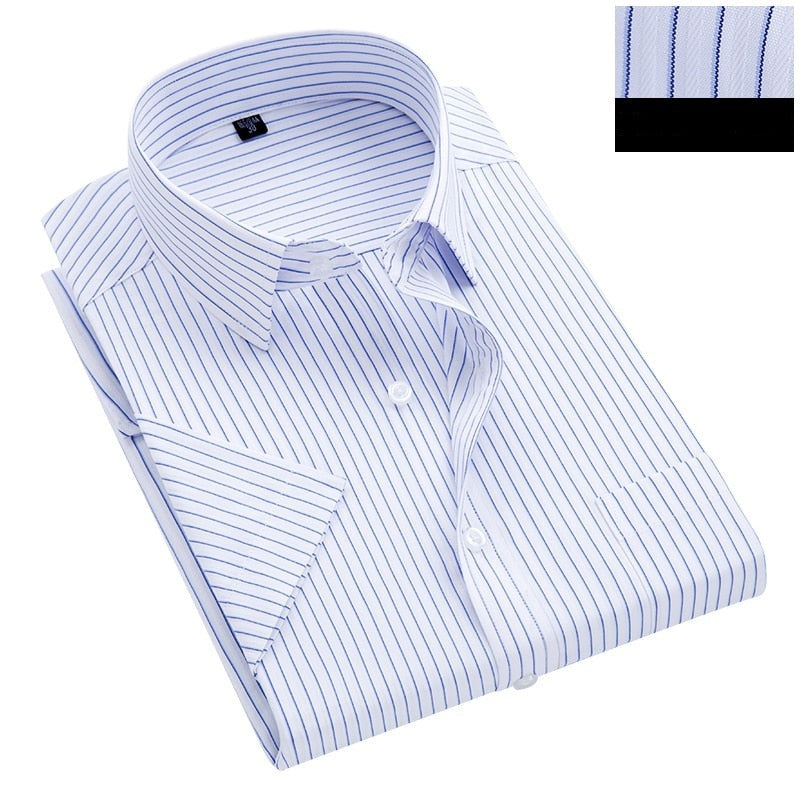 Summer Striped Short Sleeve Dress Shirt