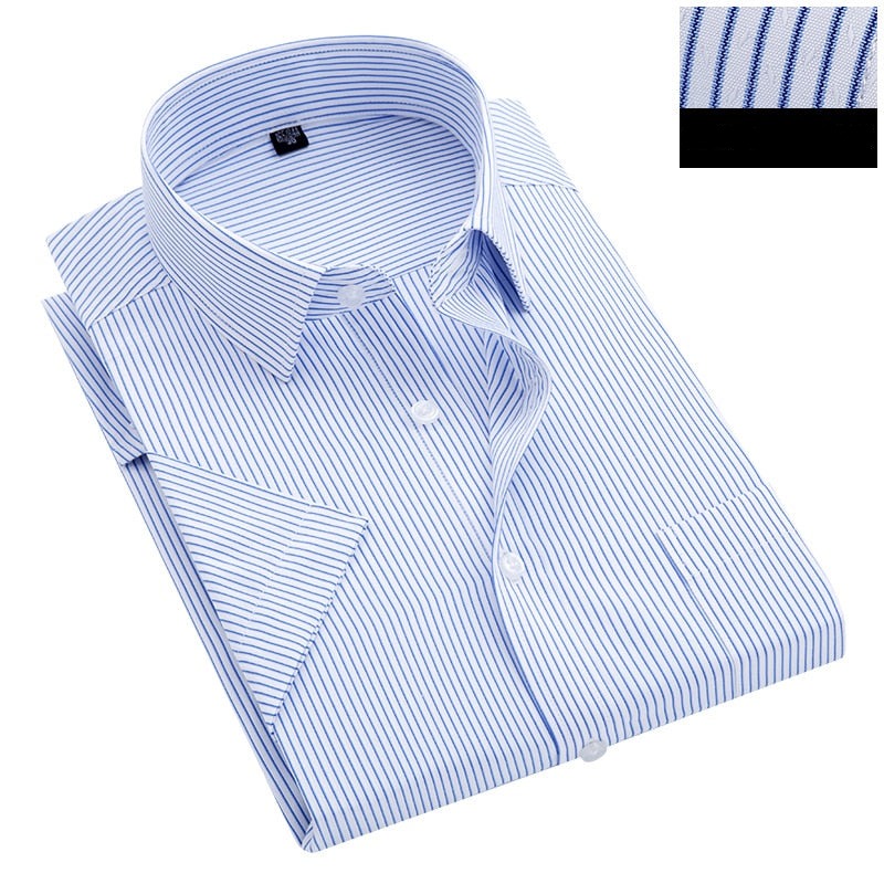 Summer Striped Short Sleeve Dress Shirt