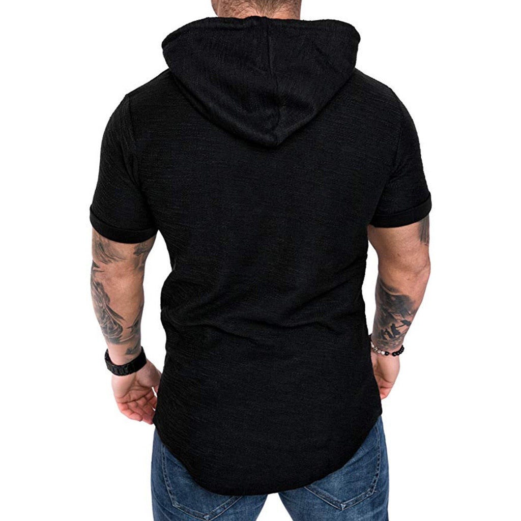 Casual Solid Color Short Sleeve Hoodie