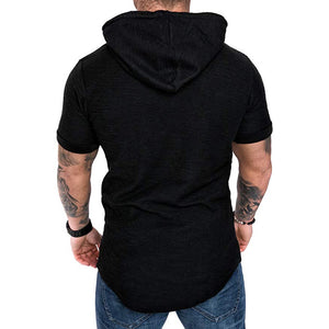 Casual Solid Color Short Sleeve Hoodie