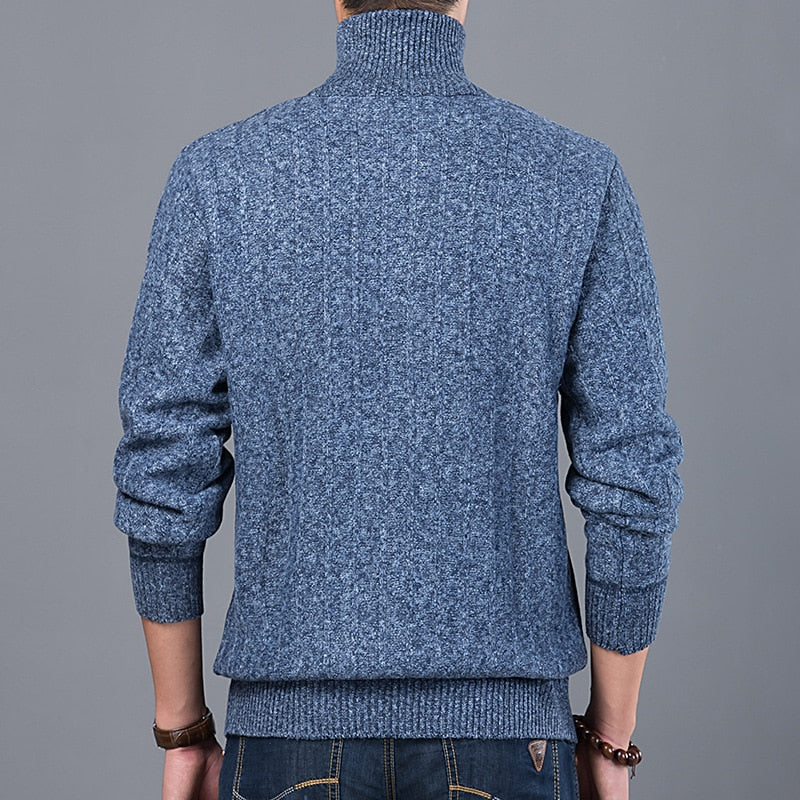 Winter Stand Collar Knitted Half Zip Sweater