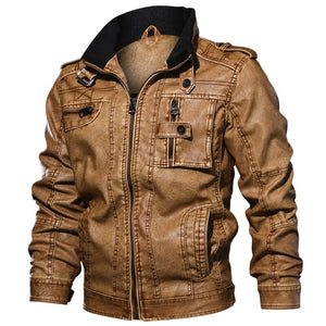 Leather Casual Motorcycle Biker Military Jacket