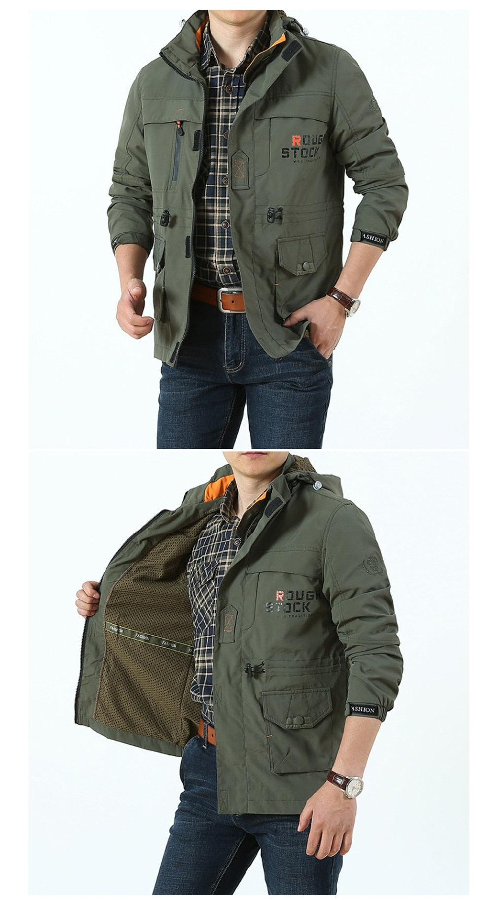 Casual Outwear Hooded Cargo Bomber Jacket