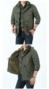 Casual Outwear Hooded Cargo Bomber Jacket