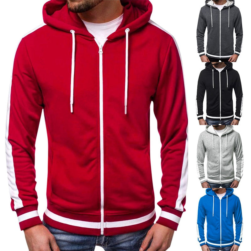 Casual Zipper Long Sleeve Solid Hoodie