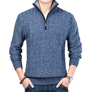 Winter Stand Collar Knitted Half Zip Sweater