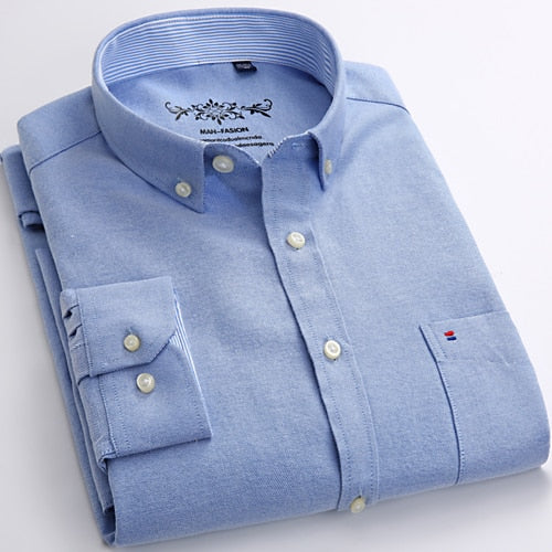 Fashion Solid Oxford Long Sleeve Shirt