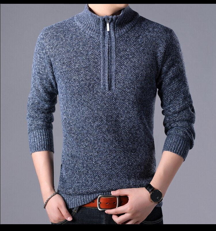 Casual Half Zipper Thick Knitted Sweater