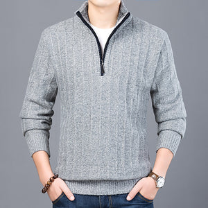 Winter Stand Collar Knitted Half Zip Sweater