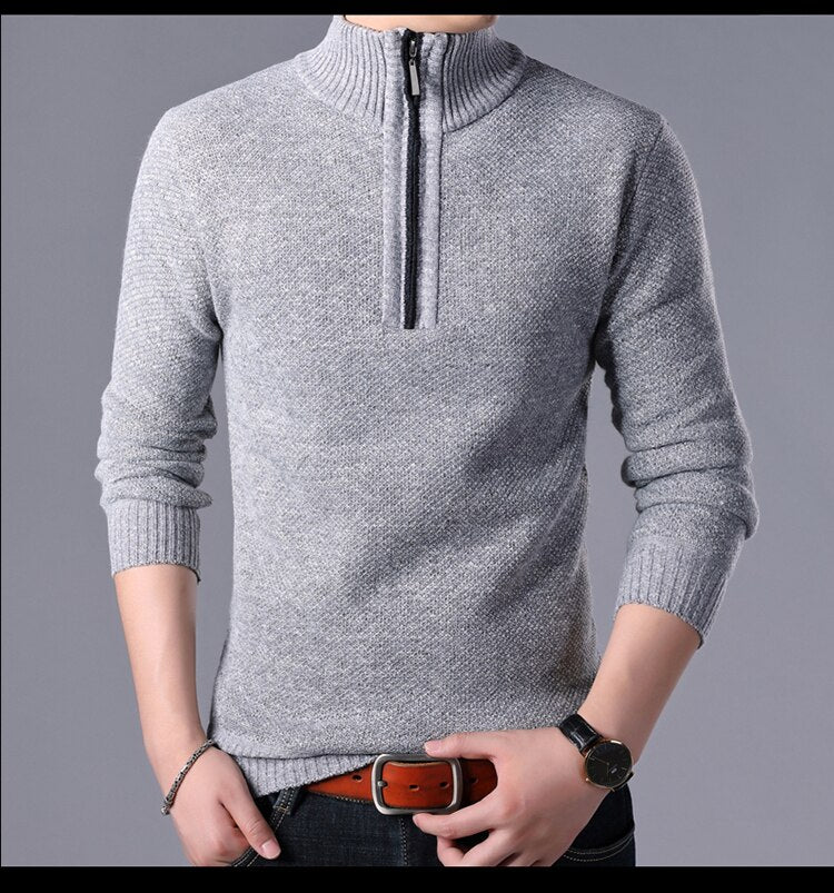 Casual Half Zipper Thick Knitted Sweater