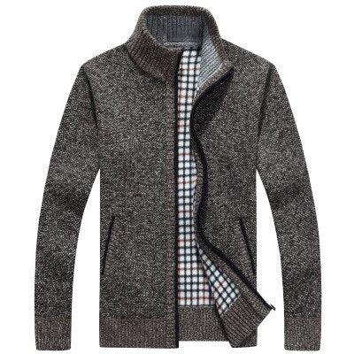 Casual Autumn Winter Zipper Knitted Cardigan