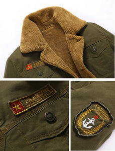 Winter Warm Thick Fur Collar Military Jacket