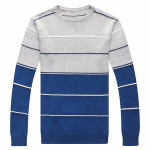 Elastic Striped Slim Fit O-Neck Sweater