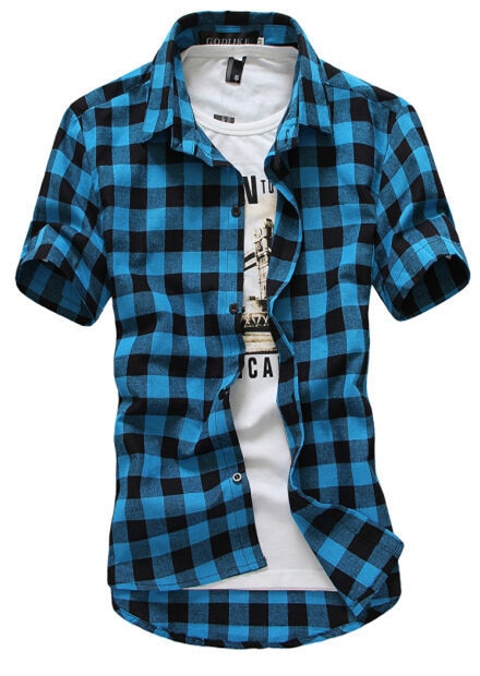 Summer Casual Short Sleeved Plaid Shirt