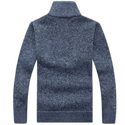 Knitted Autumn Winter Stand Collar Zipper Sweater