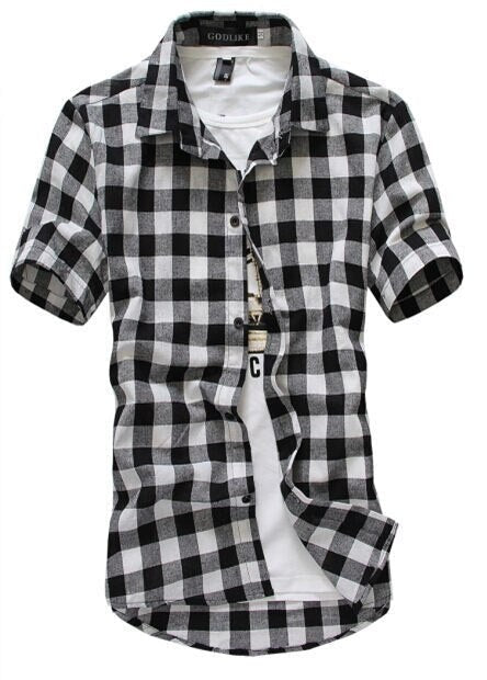 Summer Casual Short Sleeved Plaid Shirt