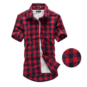 Summer Casual Short Sleeved Plaid Shirt