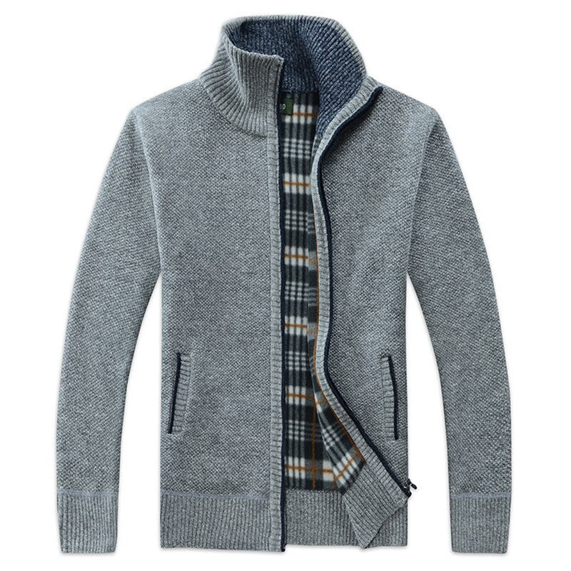 Casual Autumn Winter Zipper Knitted Cardigan