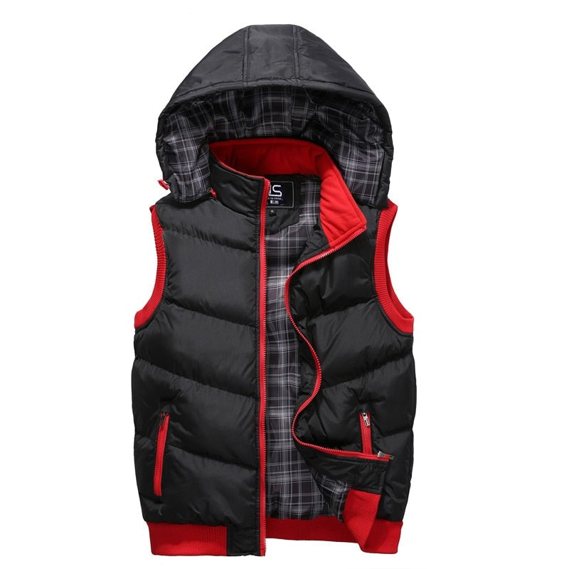 Spring Winter Sleeveless Thicken Hooded Vest