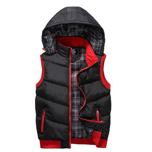 Spring Winter Sleeveless Thicken Hooded Vest