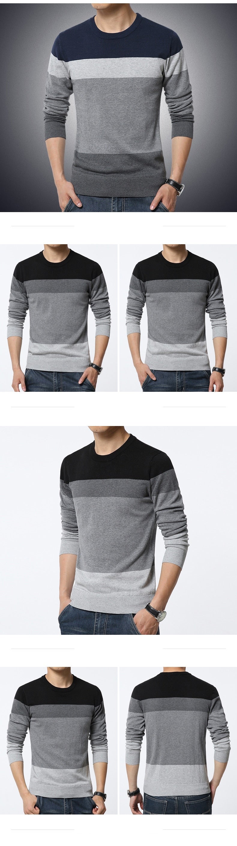 Casual Striped Slim Fit O-Neck Sweater