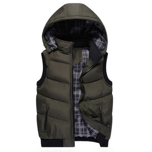 Spring Winter Sleeveless Thicken Hooded Vest