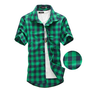 Summer Casual Short Sleeved Plaid Shirt