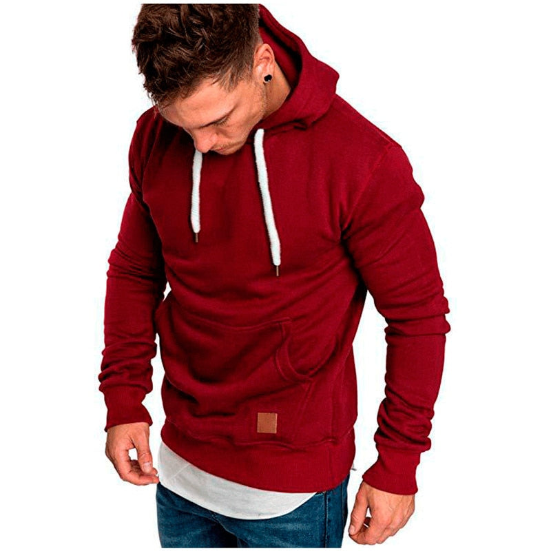 Solid Casual Front Kangaroo Pocket Hoodie