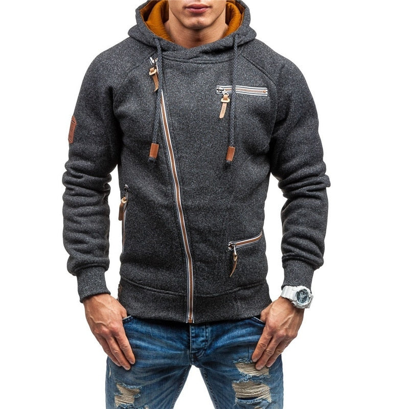 Casual Solid Zipper Long Sleeve Hoodie