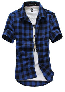 Summer Casual Short Sleeved Plaid Shirt