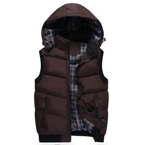 Spring Winter Sleeveless Thicken Hooded Vest