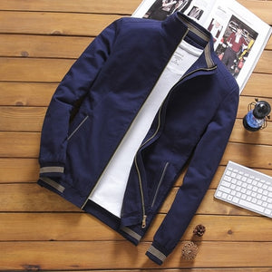 Casual Solid Stand Collar Bomber Jacket