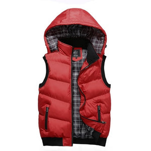 Spring Winter Sleeveless Thicken Hooded Vest