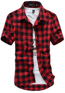 Summer Casual Short Sleeved Plaid Shirt