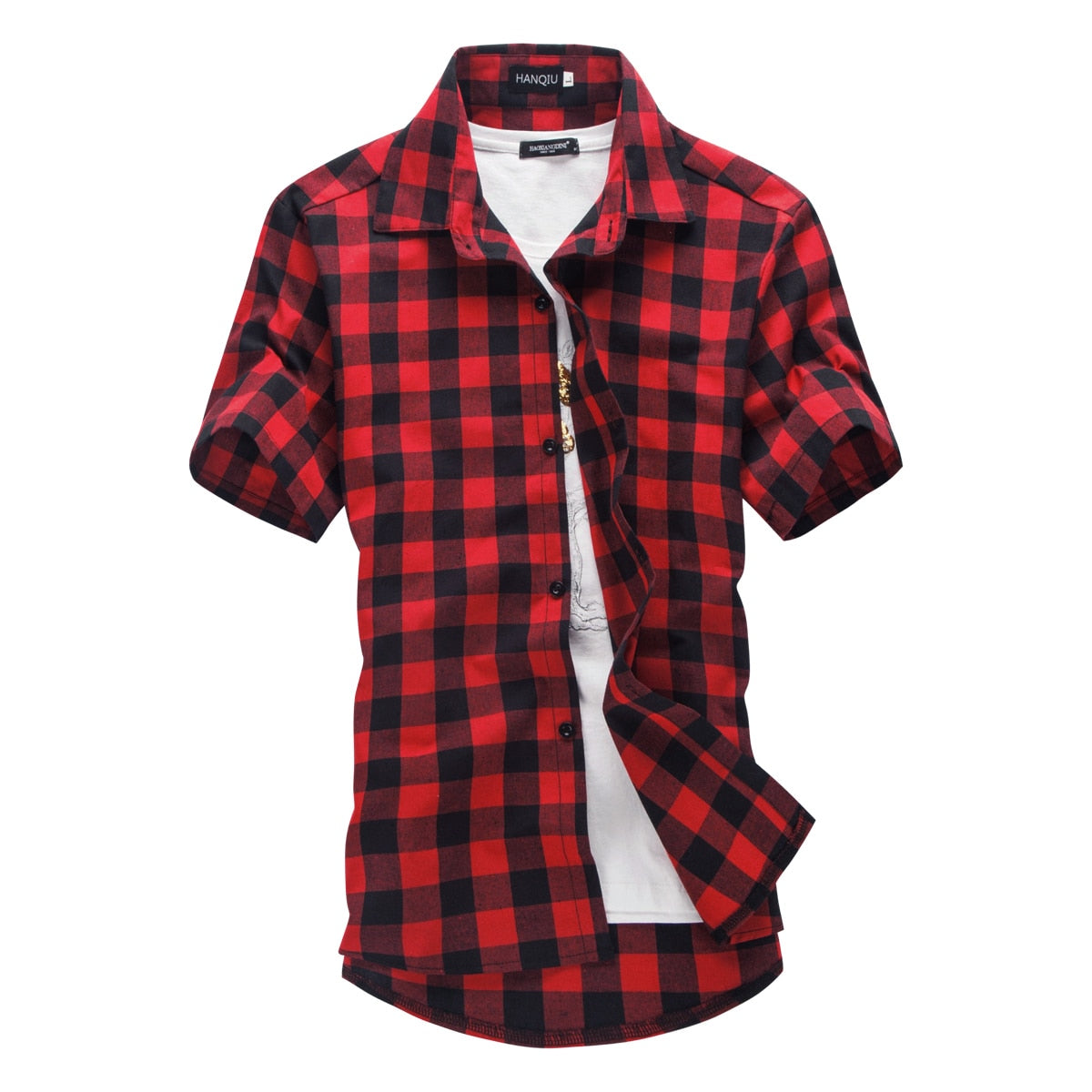 Summer Casual Short Sleeved Plaid Shirt