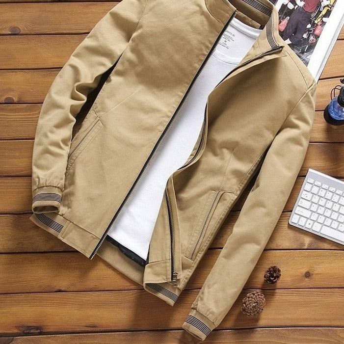 Casual Solid Stand Collar Bomber Jacket