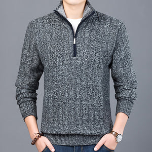 Winter Stand Collar Knitted Half Zip Sweater