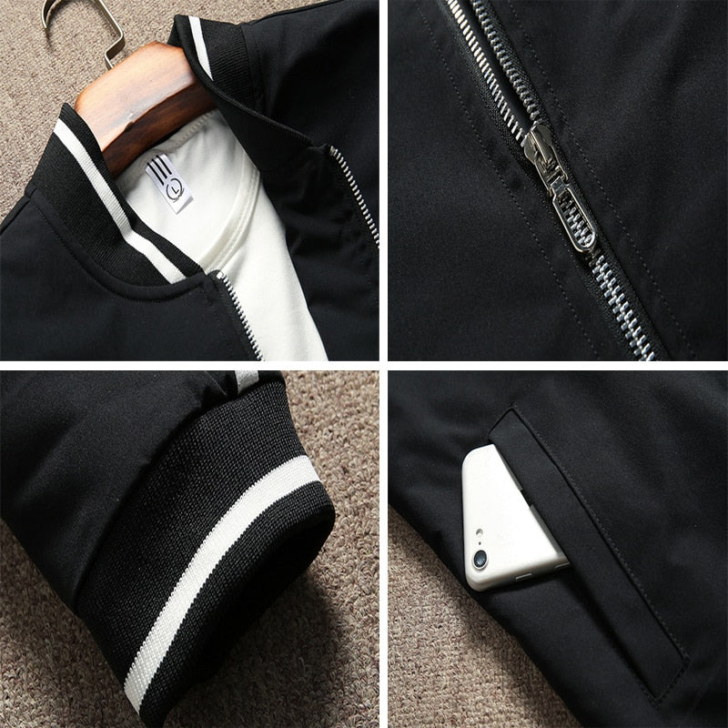 Autumn Streetwear Zipper Baseball Bomber Jacket