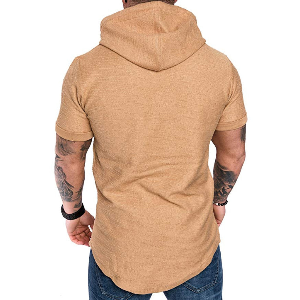 Casual Solid Color Short Sleeve Hoodie