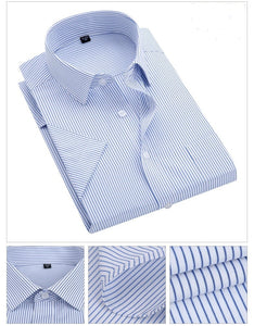 Summer Striped Short Sleeve Dress Shirt