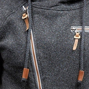 Casual Solid Zipper Long Sleeve Hoodie